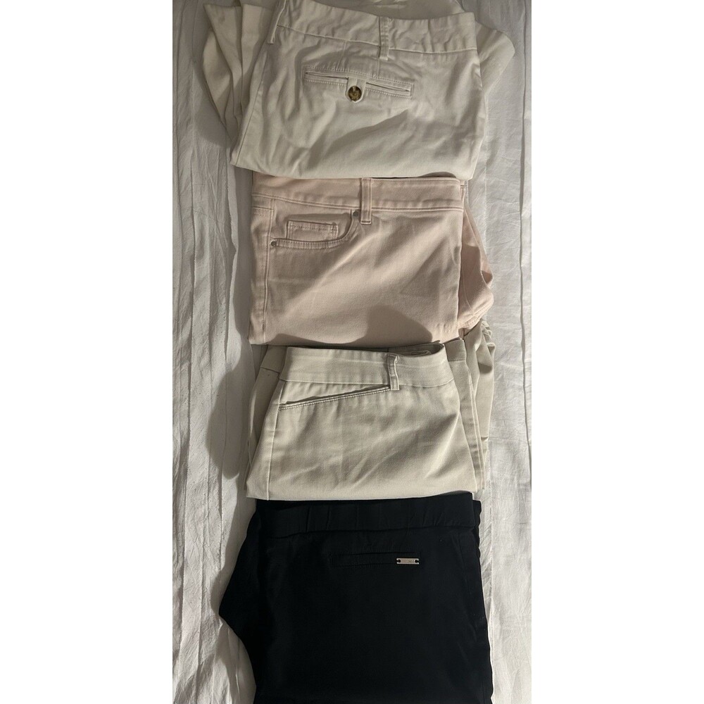 Lot Of Pants, Lands End et al, Women Size 12-14, White, Beige, Pink & Black